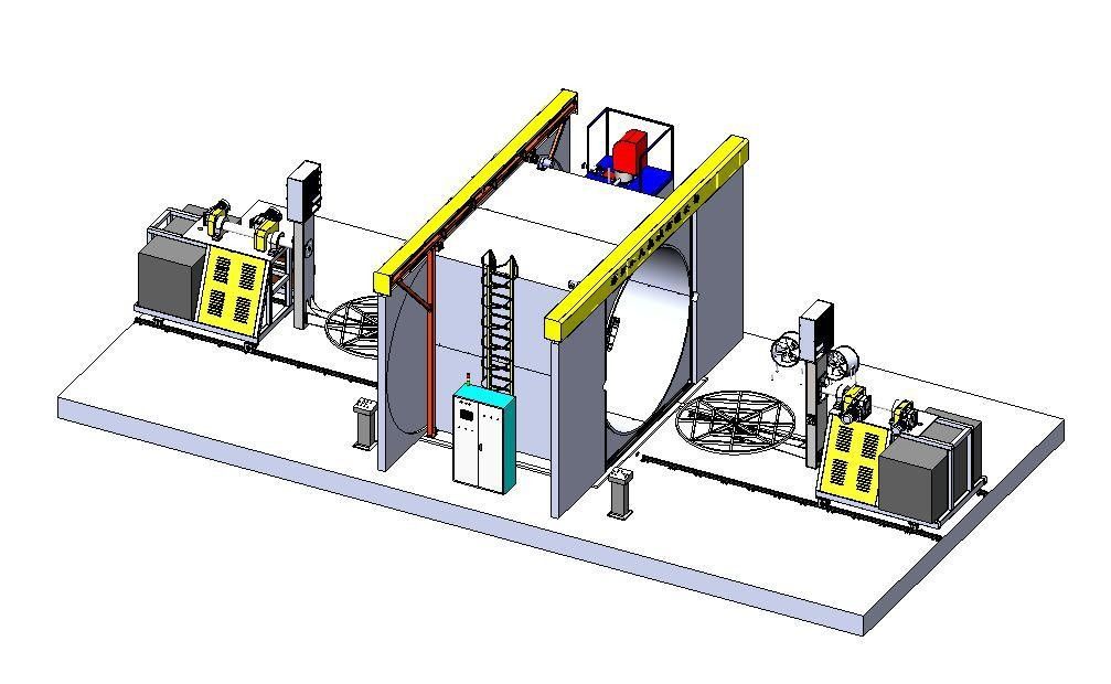Mesin Pembuat Tangki Air Rotomoulding Shuttle Type 2 Arm L 4000 Oven